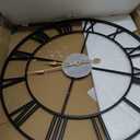 Cuspin 24 Inch Wall Clock Black, Large Decorative Wall Clocks for Living Room, Modern Metal Round Clocks Battery-Operated Completely Silent Non Ticking Roman Number