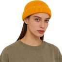 Stylish Faux Wool Knit Short Cuff Fisherman Beanie for Men and Women Unisex Warm Winter Hat (Orange)