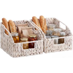 StorageWorks Pantry Baskets for Organizing, White Wicker Baskets, 2-Pack