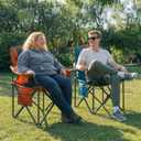 2 Pack Padded Oversized Camping Chairs for Adults,Heavy Duty Support 400 Lbs,Folding Portable Lawn Chair w/Cup Holder,Cooler Bag,Side Pocket,Perfect for Outdoor Picnic,Hiking(Orange&Blue)