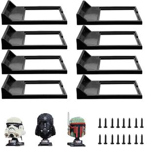 TEYOUYI 8pcs Wall Mount for Lego Star Wars Helmet Display Shelf for Lego Star Wars Helmet Compatible with All Standard Lego Helmets Black