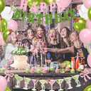 2 x 38pcs Witch Birthday Party Decorations Set Include 1pc Banner, 6pcs Hanging Swirls,18pcs Balloons,12pcs Cake Toppers and 1pc Cupcake Toppers for Pink and Green Witch Party