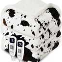 Heated Blanket Queen Blanket - Fast Heating Electric Blanket, Soft Flannel Heated Queen with 4 Time Settings,10 Heating Settings, Warm Gifts for Women & Mom & Grandma(84"x90"Cow Print White) (01 - Black Ombre-white)