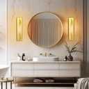 FLSNT Gold Wall Sconce, Dimmable Bathroom Vanity Light with 2700K Soft White LED, Modern Bathroom Lighting for Mirror, Bedroom Sconce, Hallway & Living Room Lamp