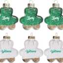 DN DECONATION St Patricks Day Decorations Shamrock Ornaments for Tree Mini Clover Lucky Irish Green Hanging Bauble for St Patricks Day, Glitter Glass Hanging Ornaments Ball for Irish Christmas Decor (Green & White - 6pcs)