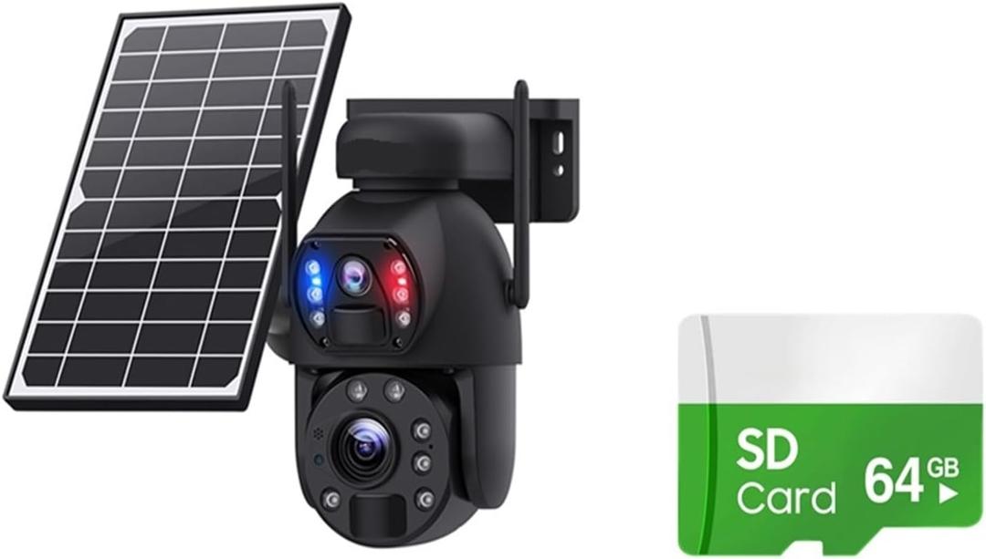 TWSYOXPR 4K 8MP 4G Solar Camera: 20X Zoom, Dual Lens, Humanoid Tracking, Waterproof Outdoor WiFi(WiFi 8MP 20X 64TF)