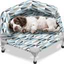 Orthopedic Dog Bed - Beds Bolster,Cooling Elevated Dog Beds with Metal Frame,Raised Dogs Bed,Easy to Assemble,Up to 50 lbs,Small (24.5" L x 24.5" W x 6.7" Th)