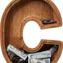 ladenk 12 Inch Extra Large Wooden Kids Letter Piggy Bank - Piggy Bank for Boys Girls - Initial C Bank - Alphabet Money Bank for Birthday