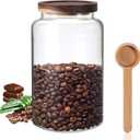 Large Glass Coffee Storage Jar with Lids Spoon Thicken Glass Coffee Canister Borosilicate Glass Food Containers for Ground Coffee Beans Nut Pasta Sugar Candy Spice Rice Loose Tea (2800ml/94oz)