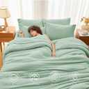 MUXHOMO 7 Pieces California King Comforter Set, Soft Bed in a Bag Cal King Size, All Season Bedding Set with Comforter, Flat Sheet, Fitted Sheet, Pillowcases & Shams, Sage Green