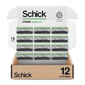 Schick Hydro Sensitive Razor Refills, Only 8ct | 5 Blade Razor for Men, Shaving Blades, 8 Refills