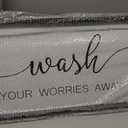 LuZhiQiang Laundry Room Wash Your Worries Away Wall Decor 40"×15" Inspirational Quote Sign for Bathroom Relaxation Room Rustic Farmhouse Large Wooden Framed Wall Hanging Art (Black)