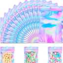 150 Pack ANZNKU 6.3 x 9.4'' Holographic Resealable Zipper Bags,Packaging Bag for Small Business, Resealable Rainbow Color Mylar Package Bag, Smell Proof Bag for Food Storage, Candy & Jewelry Packaging