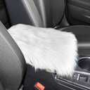 wuyaoyao Furry Car Armrest Cover, 12.1"6.4" Soft Plush Car Center Console Cover, Winter Warm Fluffy Arm Rest Cover for Car, Auto Armrest Box Cover Protector, Universal Middle Console Pad (White)