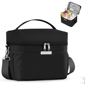 HOMESPON Lunch Box for Women Men - Insulated Lunch Bag Waterproof Lightweight Cooler Bag for Work, Picnic, Travel (Large, Black)