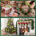 12PCS Christmas Tree Topper, 17 Inch Christmas Tree Decorations Green Curly Xmas Tree Picks with Gold Balls Elf Ornaments Stems for Xmas Tree Decor Wreath Party Gift