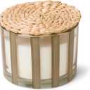 Paddywax Candles Al Fresco Collection Naturally Scented Candle in Reusable Glass Tumbler, 340 Grams, Cotton + Teak