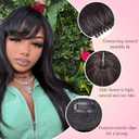 Short Side Bang Clip in 100% Real Human Hair | Reddish Brown Color Swoop French Bangs Fringe | Thick Straight Air Bangs Clip for Women Daily Use