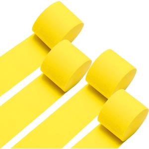 Yellow Crepe Paper Streamers 4 Rolls 328ft, Pack of Party Streamers for Party Decorations, Crepe Paper for Birthday, Baby Shower, Wedding Party Decorations (1.8 Inch x 82 Ft/Roll)