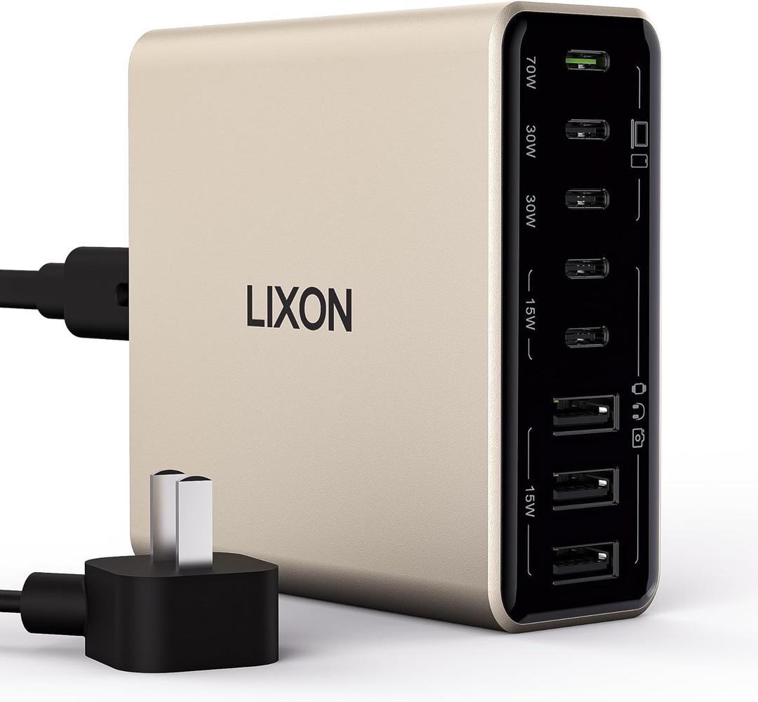 USB C Charger Block, 200W 8-Port Gan Fast Charging Station Hub Power Strip, PD PPS 65W 30W, Multiport Laptop Adapter for MacBook Pro/Air iPad iPhone Dell Surface Galaxy, 6ft Flat Plug Extension Cord