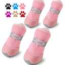 QUMY 4PCS Dog Shoes for Small Dogs, Hot Pavement Summer Puppy Dog Boots & Paw Protectors with Soft Anti-Slip Rubber Sole, Mesh Breathable Dog Booties for Hardfloors, Walking Running Pink Size 3
