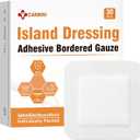 [4''x4''-30count] Carbou Island Dressing Bordered Gauze Sterile Individually Wrapped Gauze Pads,Highly Absorbent Adhesive Dressing Pad,Soft and Breathable Wound Dressing for Wound Care