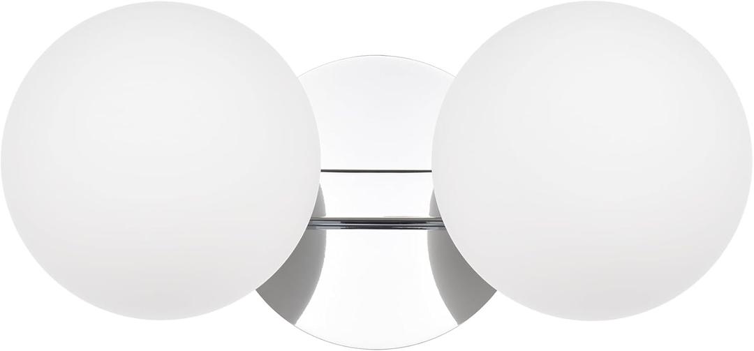 Bathroom Vanity Light Fixtures, Modern 2 Lights Globe Wall Sconce Lighting Chrome, Porch Wall Mount Light Fixture for Bathroom, Mirror Cabinets Hallway Stairs