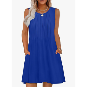 OFEEFAN Summer Dresses for Women 2025 Loose Beach Vacation Casual Crew Neck Sleeveless Sundresses with Pockets Tank Dress XL