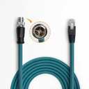 M12 X-Coded 8 Pin to RJ45 Gigabit Ethernet Interface Cat 7e Shielded Cable for Cognex in-Sight Series Industrial Cameras | Barcode Scanners (1M)