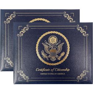 GraduationMall US Citizenship Certificate Holder 2026 Naturalization Certificate Cover with logol 'Certificate of Citizenship' US Citizenship Gifts Panramic 2 Pack