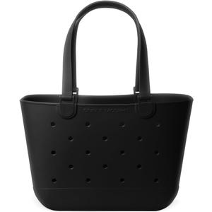 Simple Modern Large Beach Bag | Waterproof Getaway Rubber Tote with Zipper Pocket for Travel, Pool, Boat, Groceries, Sports | Midnight Black