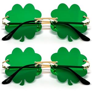 St. Patrick's Day Sunglasses: Irish Shamrock Sunglasses Green Four Leaf Clover Leprechaun Glasses Party Decorations