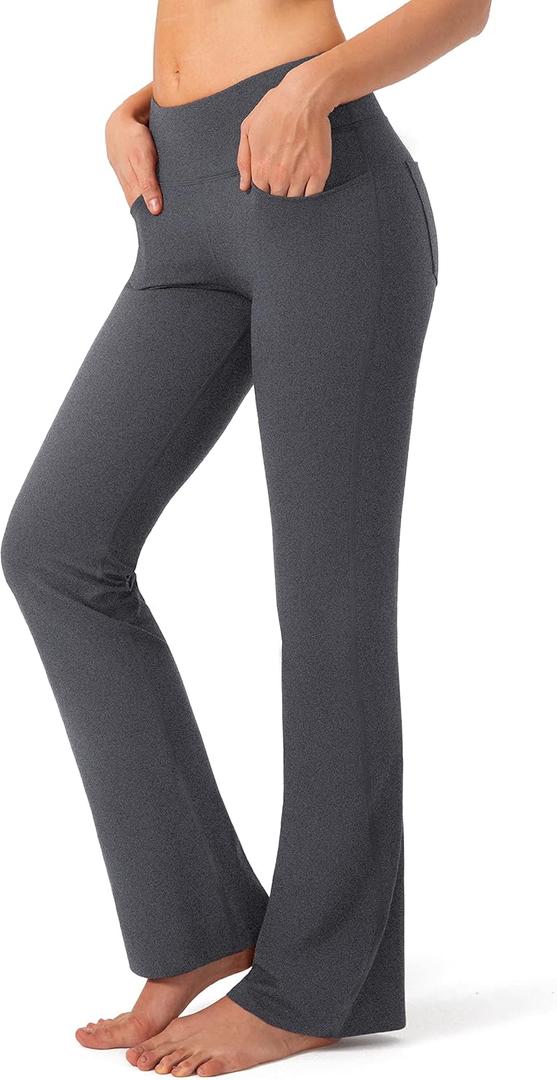 G Gradual Women's Yoga Pants with Pockets Flare Leggings High Waist Yoga Dress Pants Tall Bootcut Casual Work (Charcoal, 3X-Large)