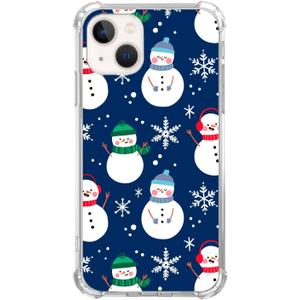 Nsydnbly Cute Winter Snowman Snowflakes Case Compatible with iPhone 13, Navy Blue Christmas Case for iPhone 13, Trendy Cool TPU Phone Case Cover