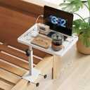 NiHome Bedside Shelf with Rotating Foldable Tray, Height-Adjustable Clip On Bed Side Tray Table, Overbed Table Fits Bed Frames 0.7"-2.7" Wide for Dorms, Apartments, Bedrooms,Dorm Essentials(All White)