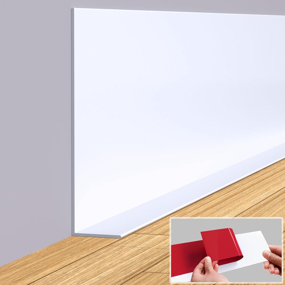 Flexible Baseboard Molding Trim, 5 Inch(W) x 40 Feet(L) Self-Adhesive Vinyl Wall Base Cove Base, Peel and Stick Rubber Wall Base with a Crease Moulding Trim