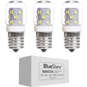 BlueStars 3W E17 Base Microwave LED Bulb 8206232A Dimmable Light Bulbs, 6000K Cold Daylight, 40W Incandescent Equivalent 75V-130V 240 lumens for Refrigerator Range Hood Microwave - 3 Packs