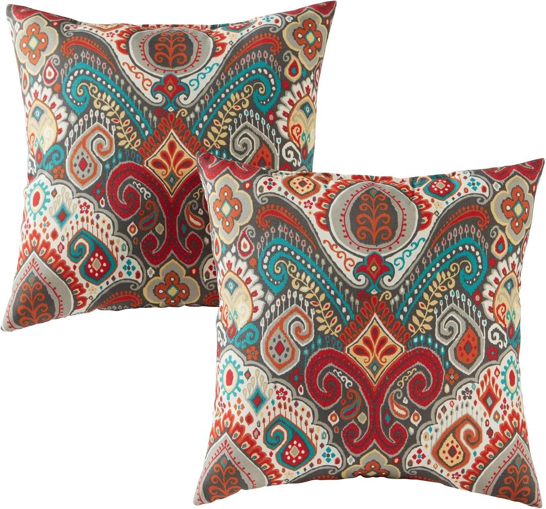 Greendale Home Fashions Outdoor 17-inch Square Decorative Throw Pillow, 2-Pack, Painted Desert 2 Count
