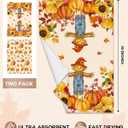 Fall Kitchen Towels Set of 2 - Fall Kitchen Dish Towels 18x26 Inch Microfiber Decorative Autumn Themed Towel for Thanksgiving Harvest, Absorbent Hand Towel with Hanging Loop, Straw Pumpkin