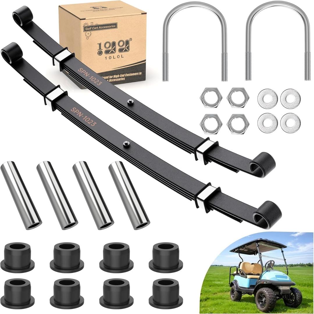 10L0L Golf Cart Heavy Duty 4-Leaf Rear Leaf Spring Kit for Club Car Precedent/Onward/Tempo 2004-up, with Bushings Sleeves U Bolts, Replace OEM 102509301 102513001