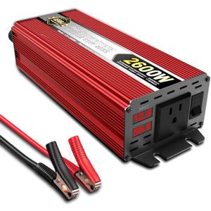 IERBJ 1100W Power Inverter, DC 12V to AC 110V, 2600W Peak Power, LED Display, Pure Sine Wave,Cooling Fan,for Vehicles,Car,RV,Truck,Ship