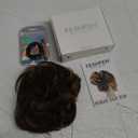 Human Hair Messy Bun Hairpiece Brown with Highlights, Perfect for Voluminous Natural Look, Easy to Use and Style, Comfortable All-Day Wear, Versatile for Any Occasion