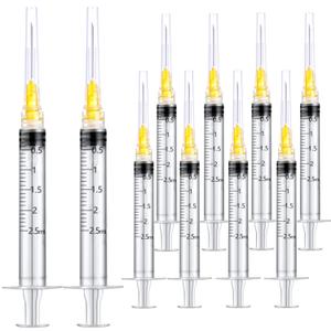 100Pack 2.5ml 2.5cc Disposable Plastic Syringes with 25Ga, Individually Sterile Package