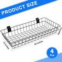 4 Pack Extra Large Slatwall Baskets, 24" x 12" x 4" Slatwall Panel Hanging Wire Basket for PVC Slatwall Ventilated Metal Slat Wall Storage Display Basket for Kitchen,Home Supplies (4, 24" x 12" x 4")