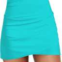 GRAPENT Women's High Waisted Bikini Bottoms Ruched Swimsuit Tulip Hem Swim Skirt (Large)