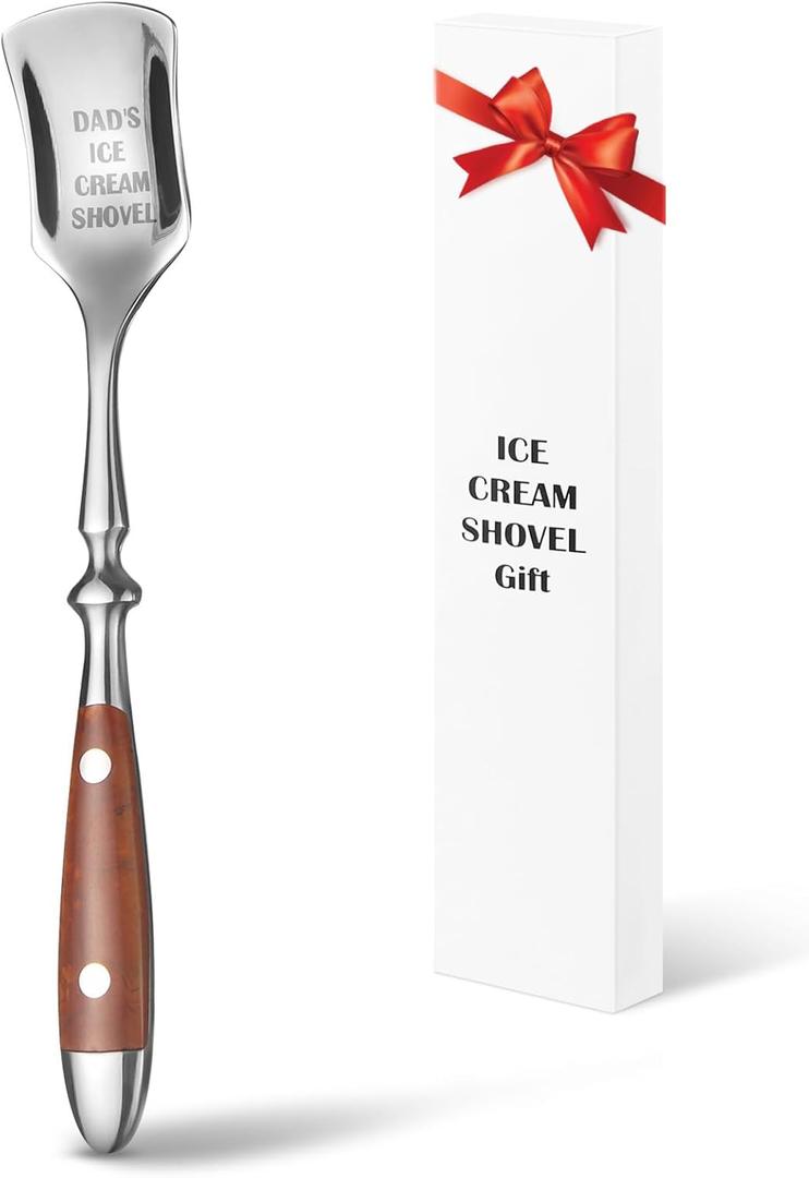 Funny Christmas Dad GiftsDads Ice Cream ShovelCute Ice Cream GiftBirthday Gifts for Dad Who Wants NothingChristma Papa Presents from Daughter&SonStainless Spoon with Bakelite Handle
