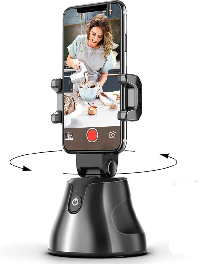 Selfie Stick Tripod 360Rotation Auto Smart Face & Object Tracking Cell Phone Tripod Holder for Video Recording, Work with Tripod for iPhone Android