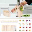 SUSTEAS Rotary Cheese Grater with Handle - Vegetable Shredder with 5 Well-designed Blades & Strong Suction Base,Round Mandoline Slicer & Food Chopper for Kitchen,with Blade Storage Box(Beige)