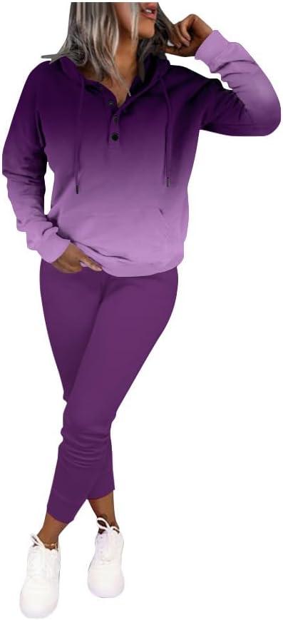 Nimsruc Two Piece Outfits For Women Jogging Suits Casual Sweatsuits Jogger (X-Large, Z513-gradient Purple)
