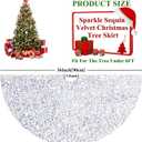 Christmas Tree Skirt White and Silver Tree Skirt Sequin Tree Skirts 36 Inch Round Velvet Tree Mats Christmas Decorations Luxury Tree Skirts Soft Thick Tree Floor Mat Rug for Holiday Home Party Events